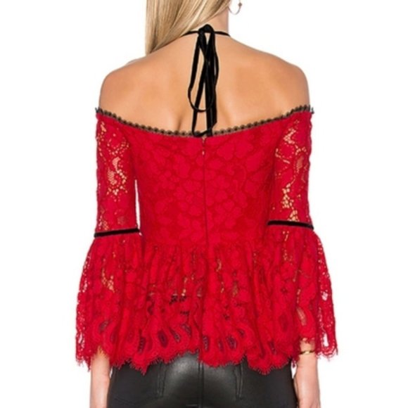 Alexis Grace Peplum red lace Off Shoulder Top S - Picture 4 of 4